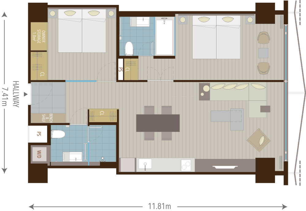 2 Bedroom Type A floor plans