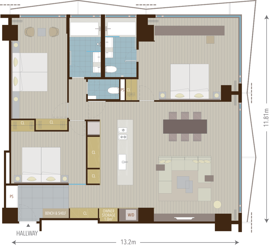 3 Bedroom Type A floor plans