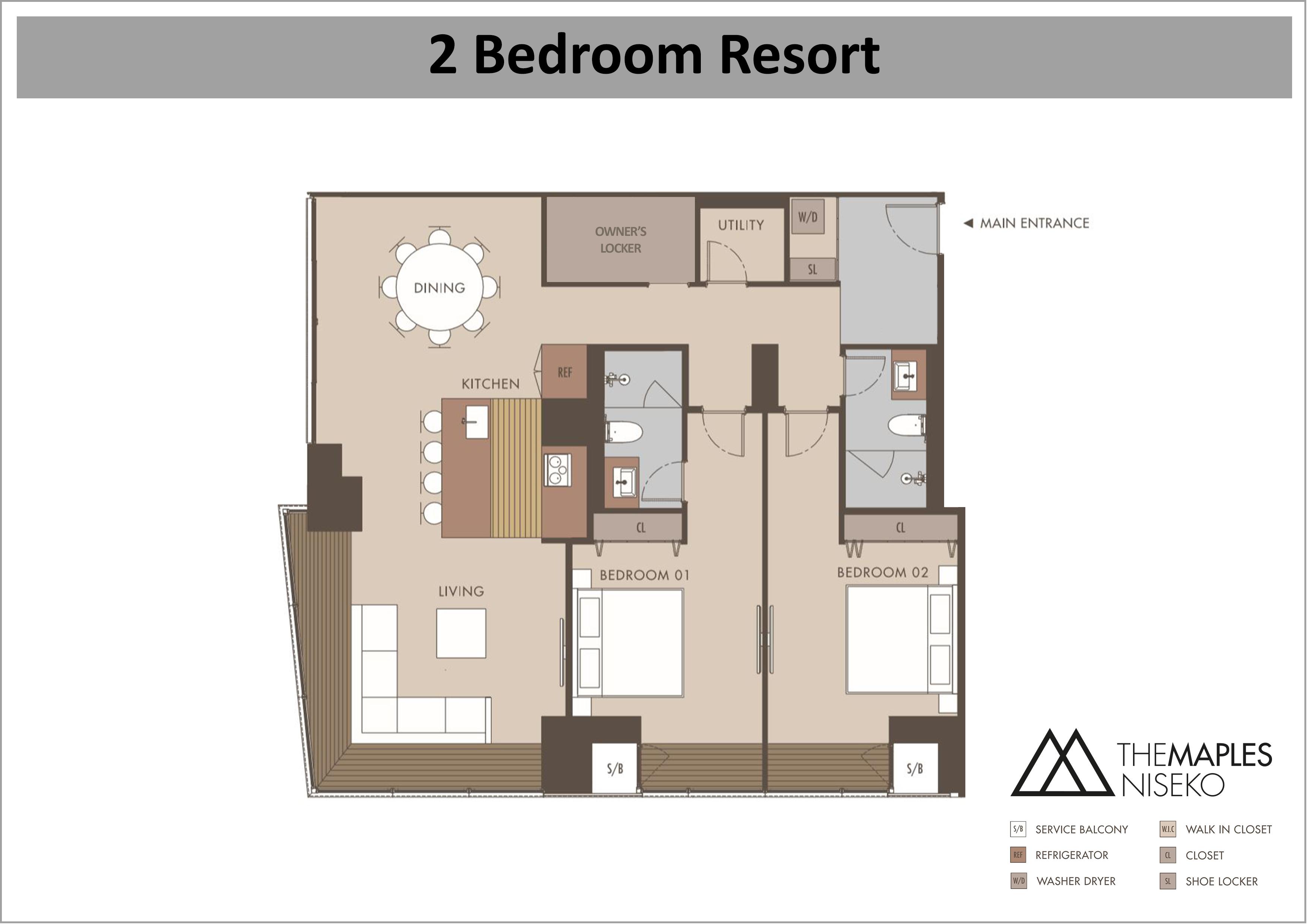 The Maples - 2 Bedroom Resort floor plan