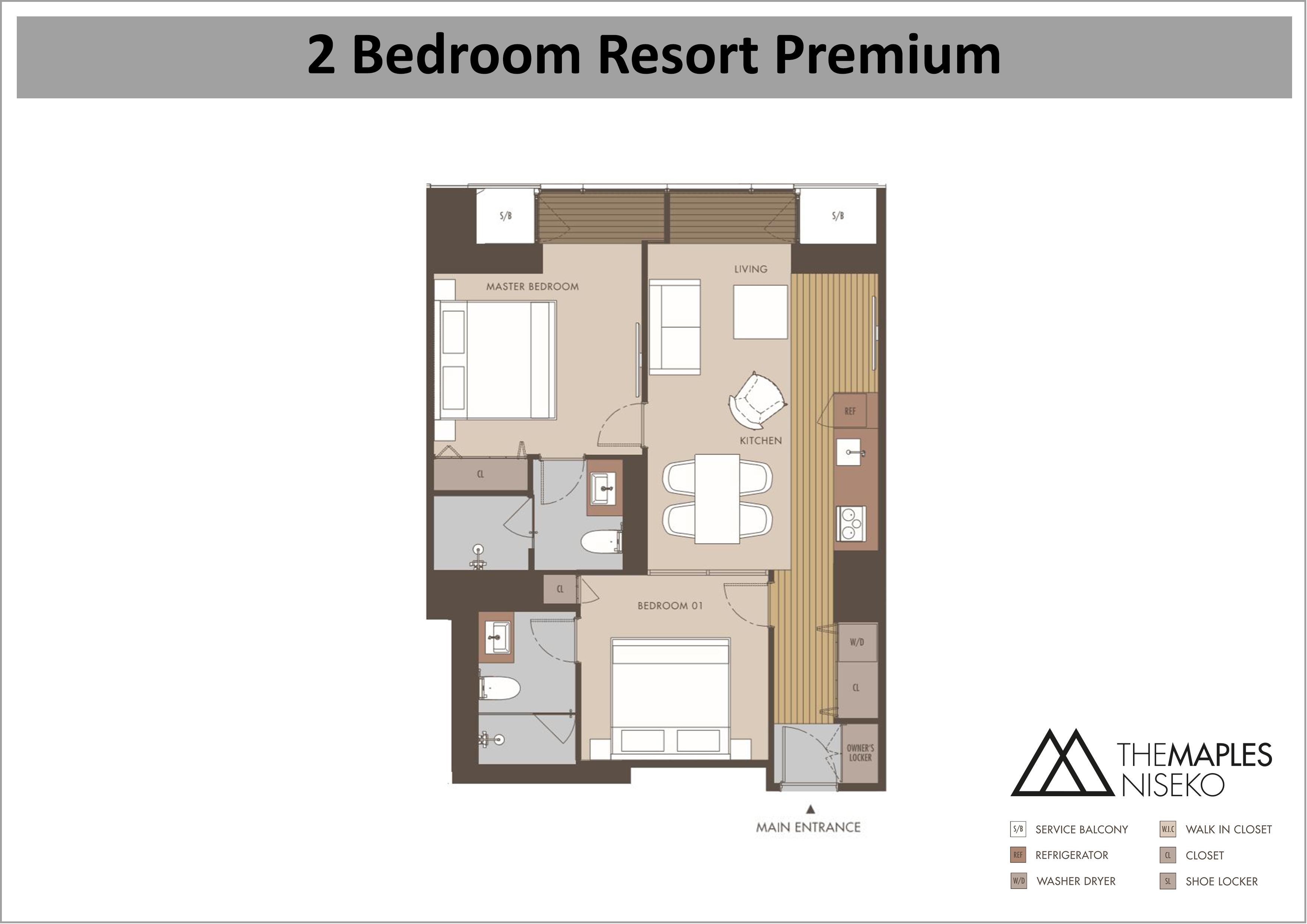The Maples - 2 Bedroom Resort Premium floor plan