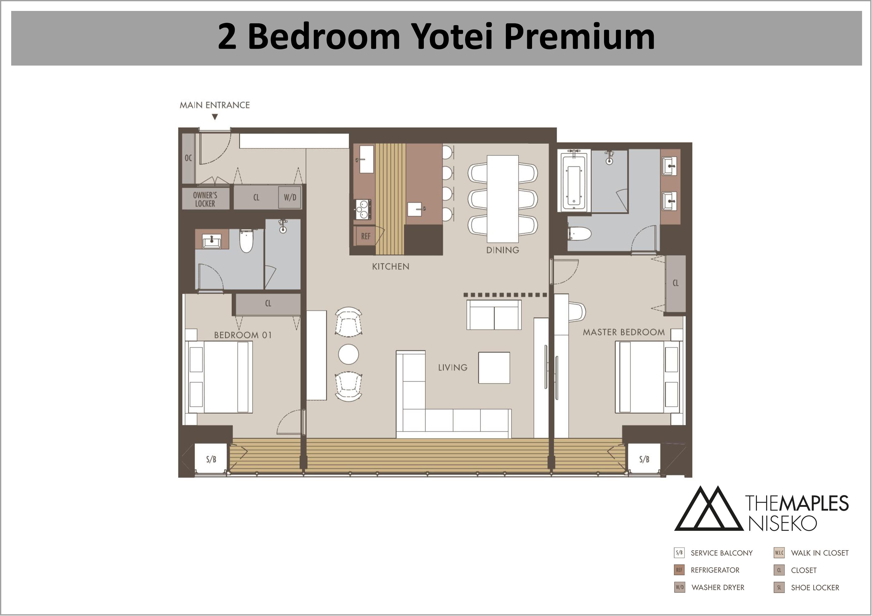 The Maples - 2 Bedroom Yotei Premium floor plan