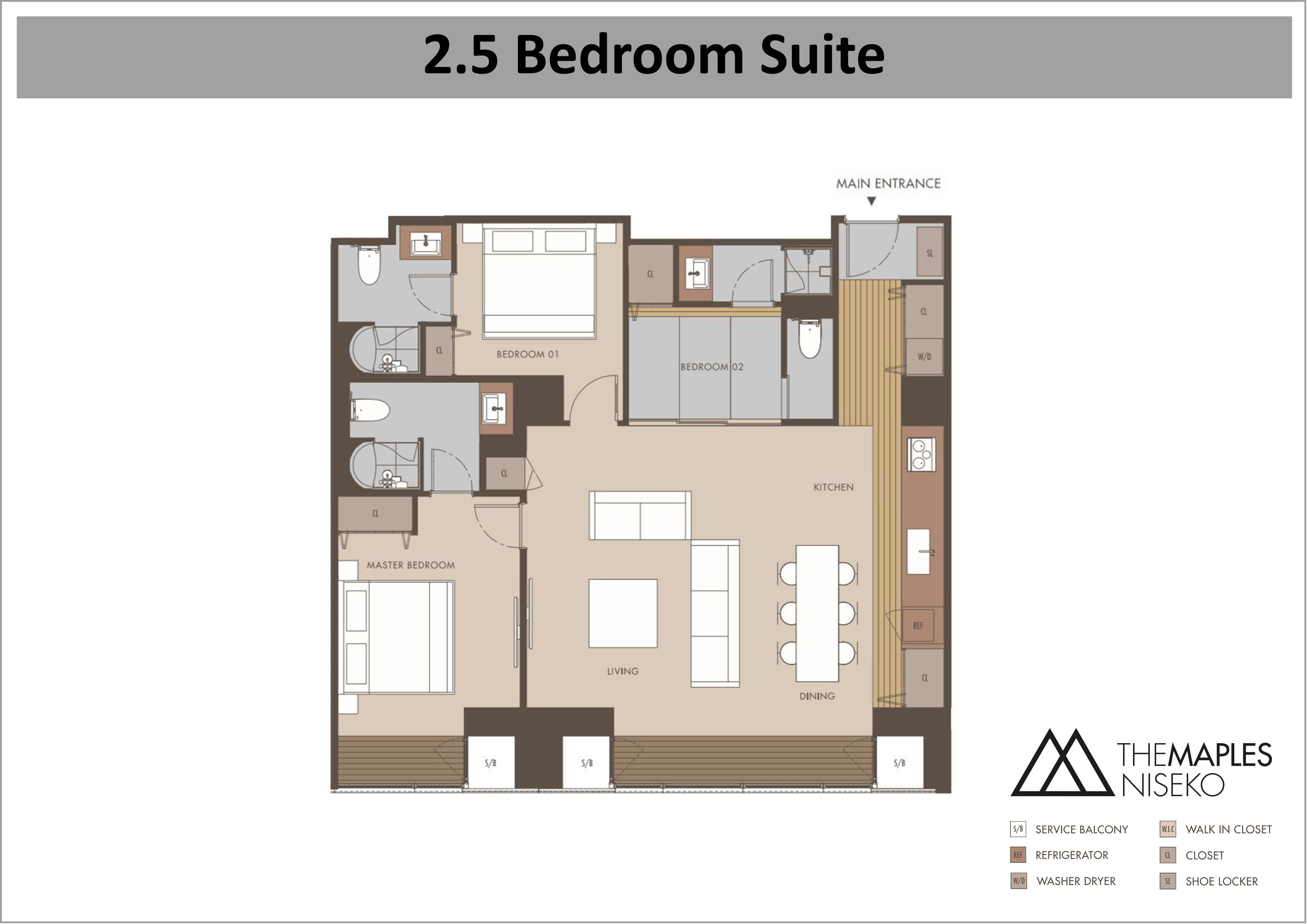 The Maples - 2.5 Bedroom Suite floor plan