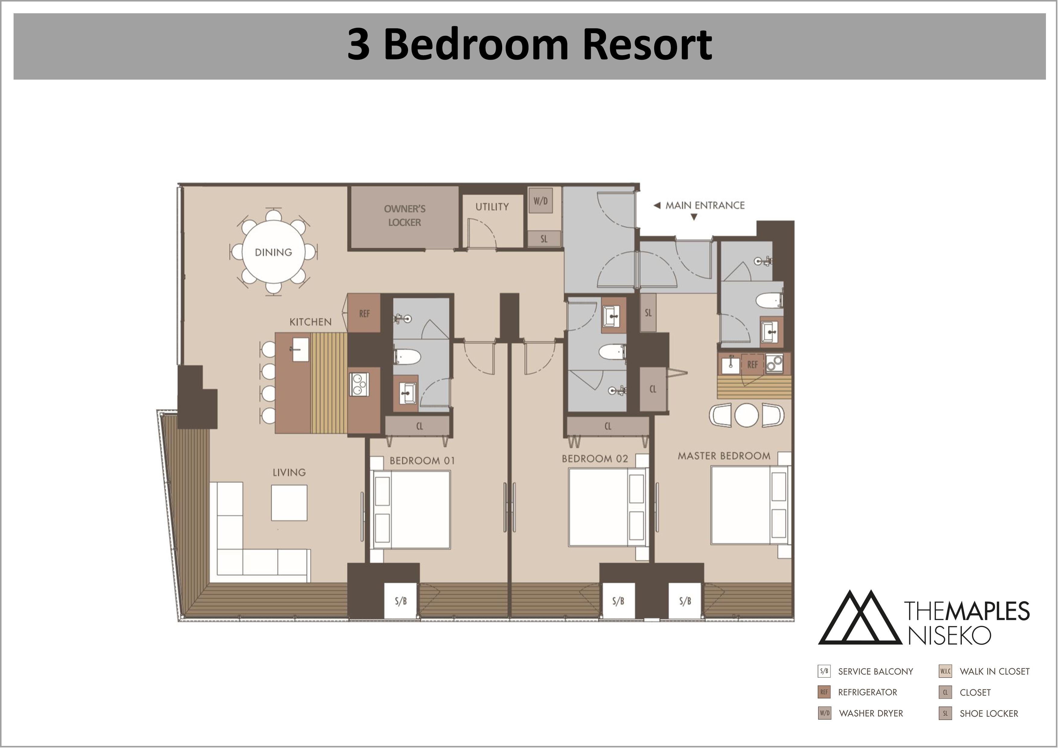 The Maples - 3 Bedroom Resort floor plan