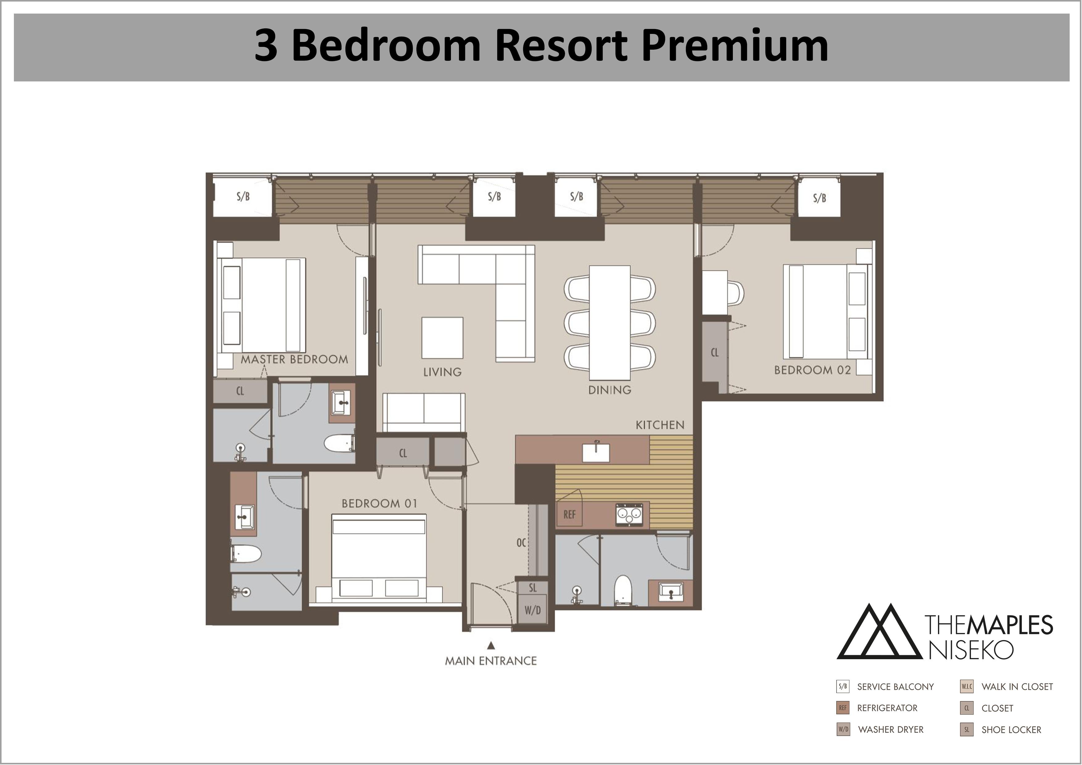 The Maples - 3 Bedroom Resort Premium floor plan
