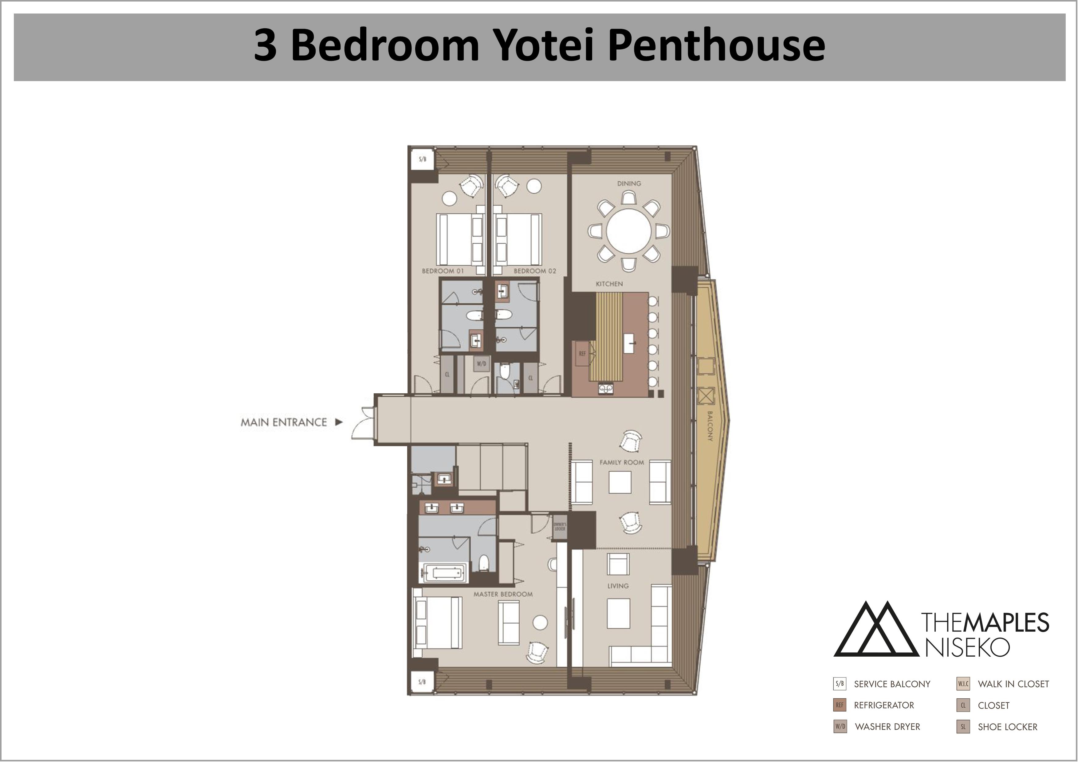 The Maples - 3 Bedroom Yotei Penthouse floor plan