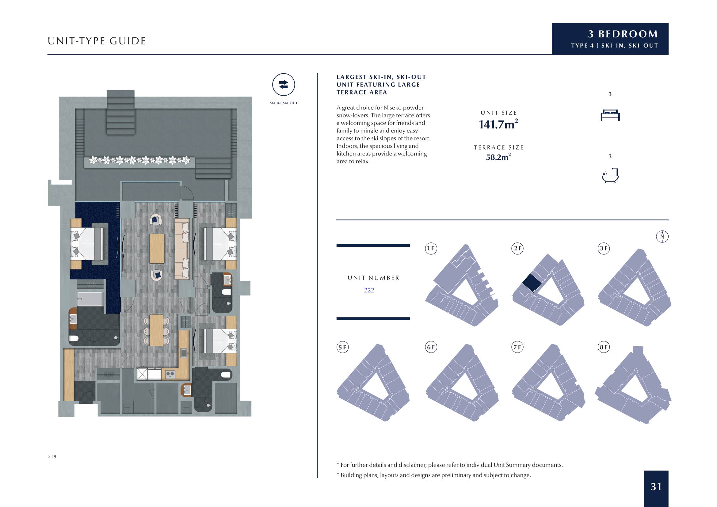 Muwa Niseko Signature 3 bedroom suite ski in ski out Floor Plan 1