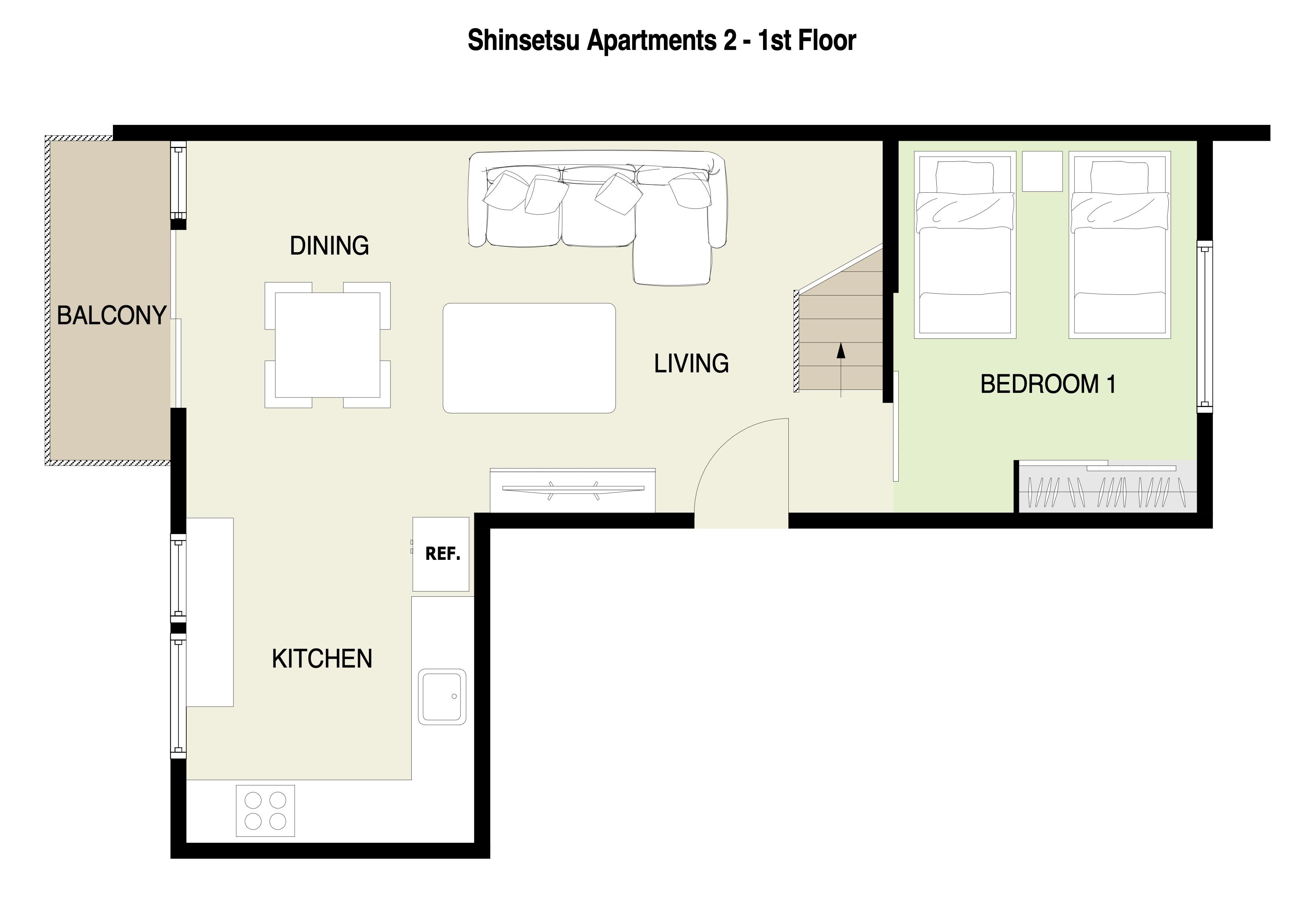 Shinsetsu Apartments 2 1st Floor plan