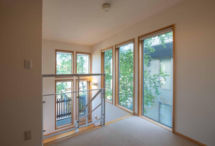 third floor landing with tree view