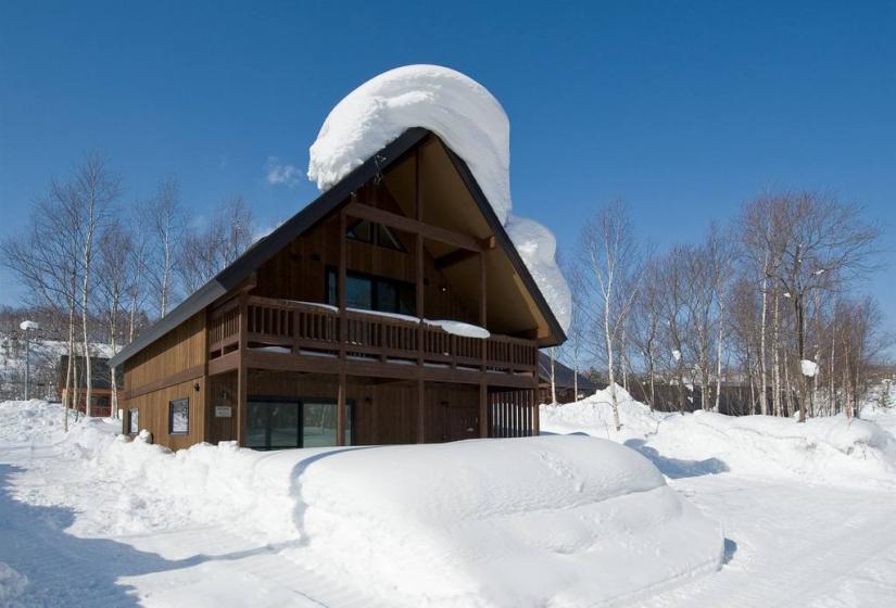 exterior of chalet with snow and trees