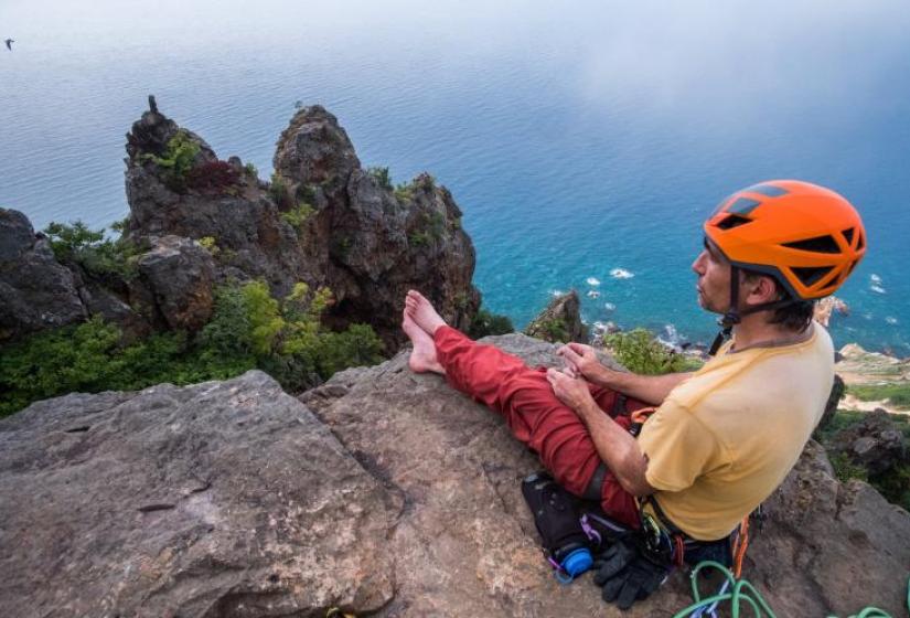 Trevor at home high above the sea Trevor a top a rock tower