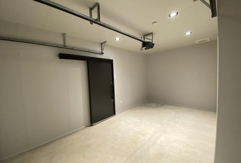 A well lit garage