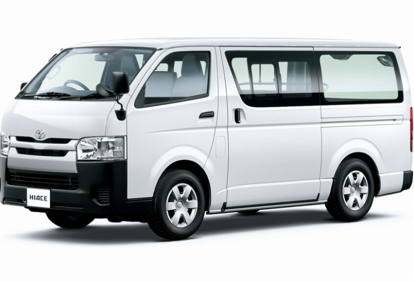 White Toyota Hiace Regius 9 seater van