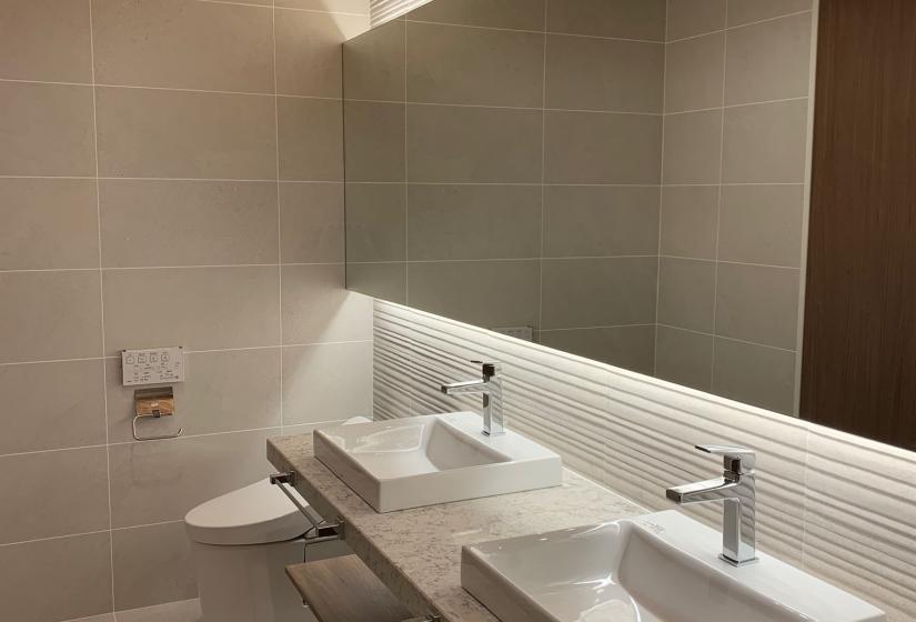 Bathroom with white sinks