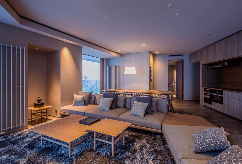 Lounge room with coffee table and lounges