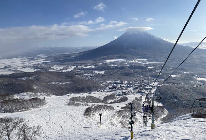 The lift may change but not the views A view down center 4 chairlift with Mount Yotei behind