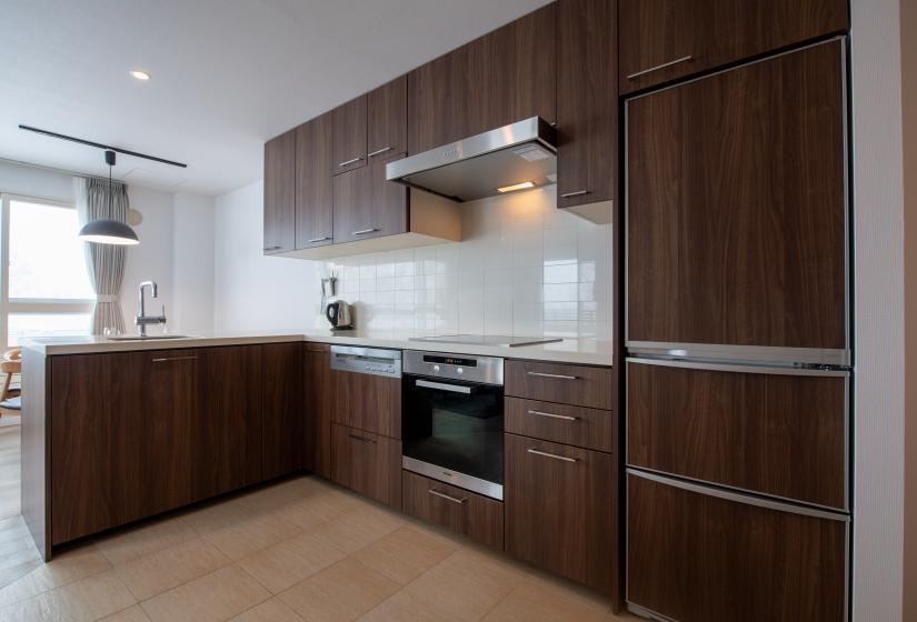 Wooden kitchen with counter tops