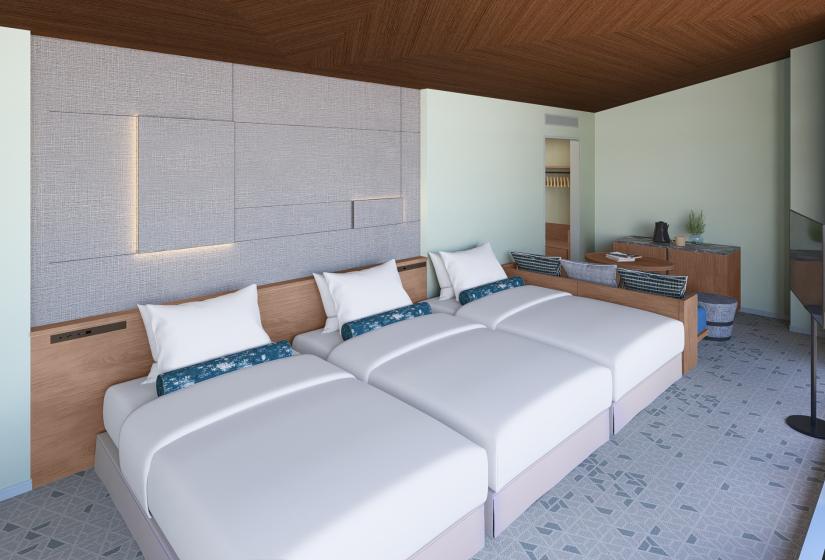 3 single beds in a row